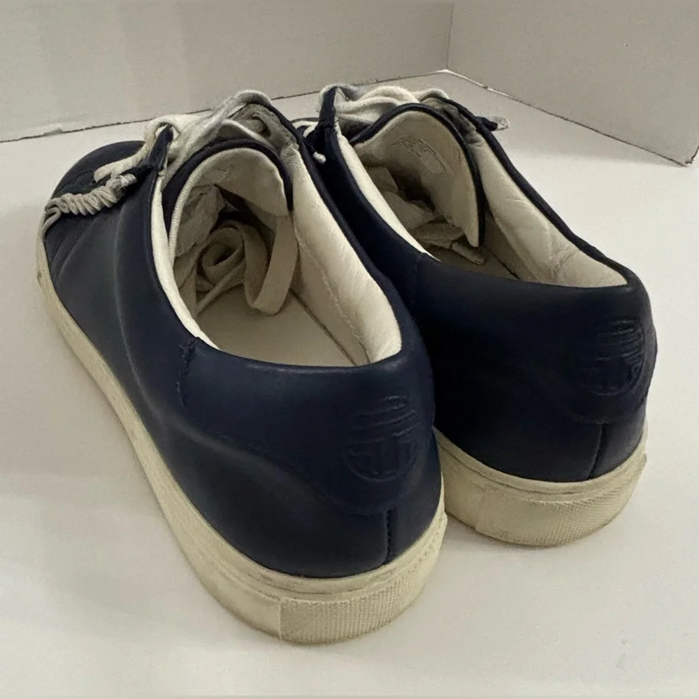 Tory Sport Blue Leather Ruffle Sneakers 36558 Size 9.5